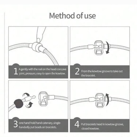 Sterling Silver S925 Snap Clasp Snake Chain European Charm Bracelet about 8" - Picture 4 of 8